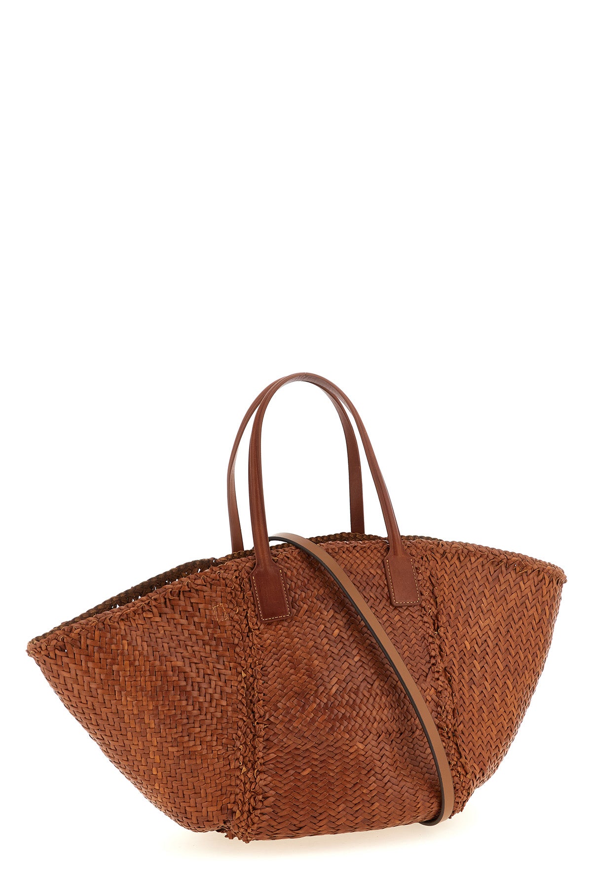 hand-woven buffalo leather teresa shopping bag