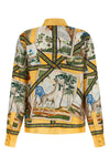 printed silk twill shirt depicting a landscape