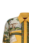 printed silk twill shirt depicting a landscape