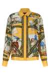 printed silk twill shirt depicting a landscape