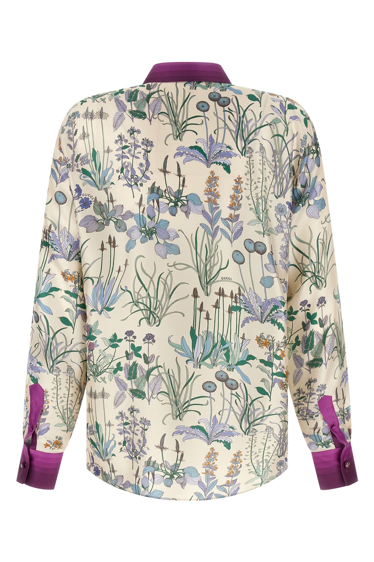 all-over floral print silk twill shirt