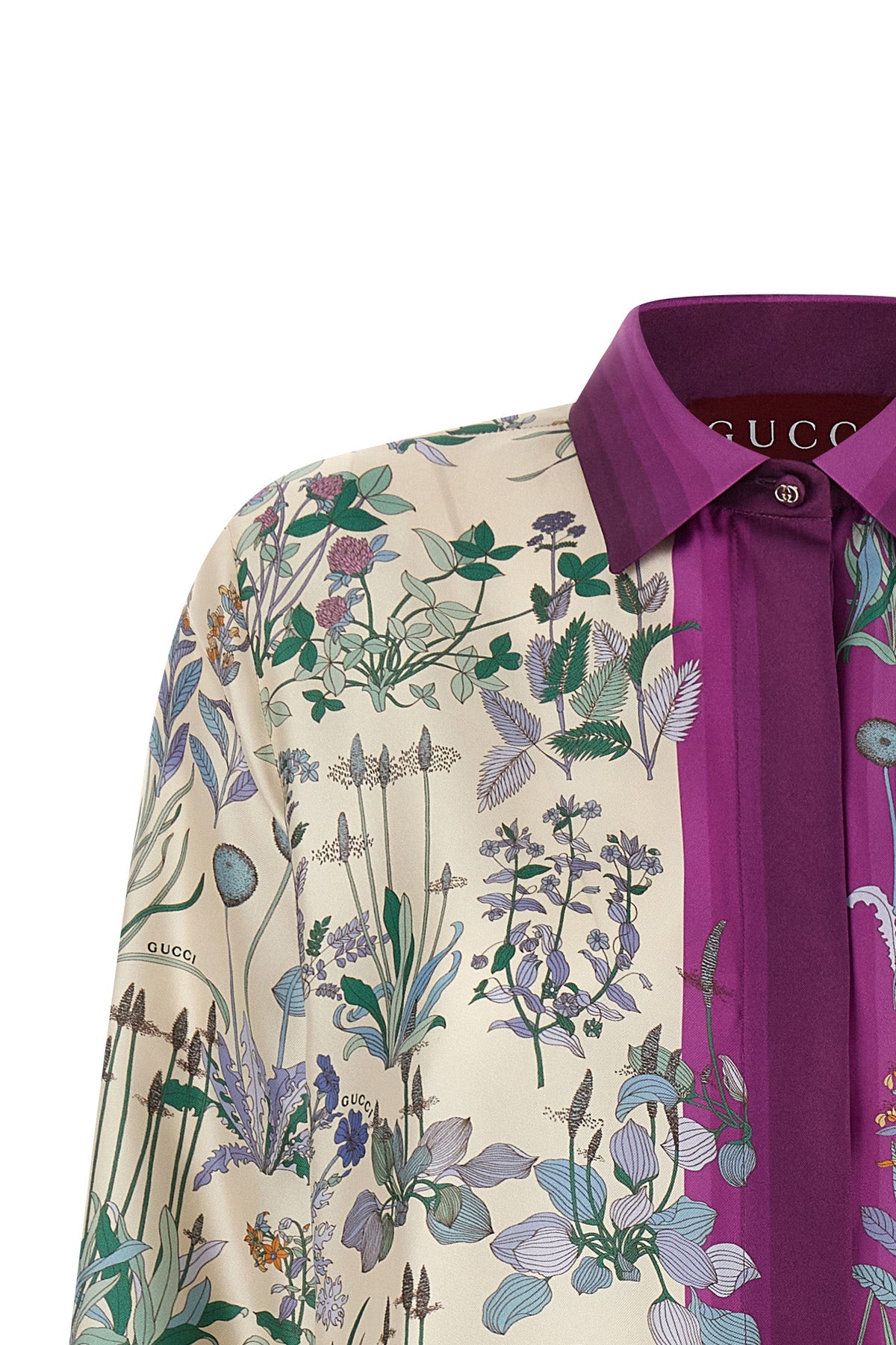 all-over floral print silk twill shirt