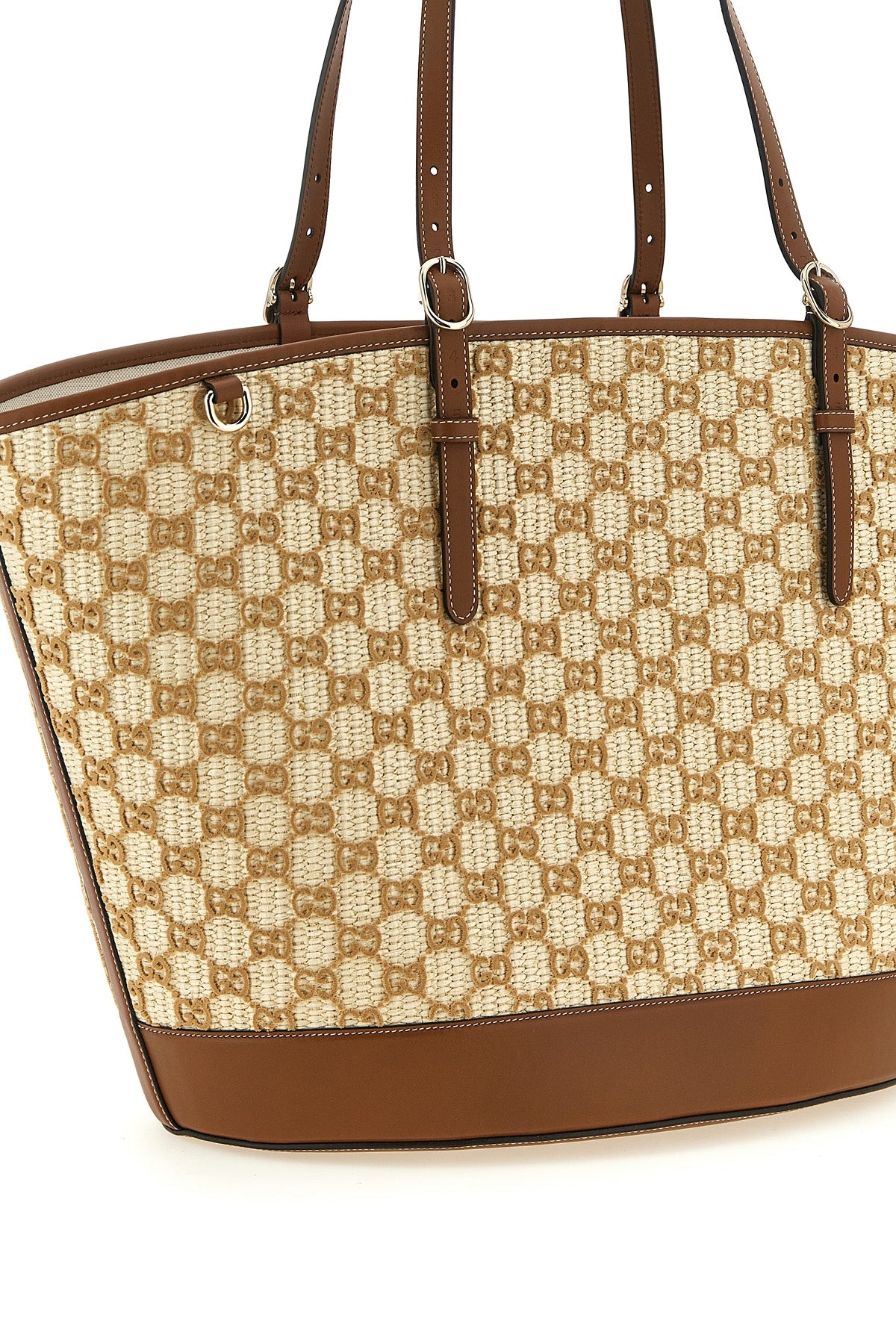 gucci shopping bag in technical cotton blend features a trapezoidal silhouette d