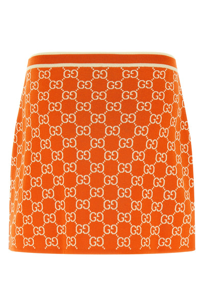 all-over gg jacquard cotton knit cotton mini skirt