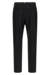 pinstriped patterned wool trousers