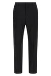 pinstriped patterned wool trousers