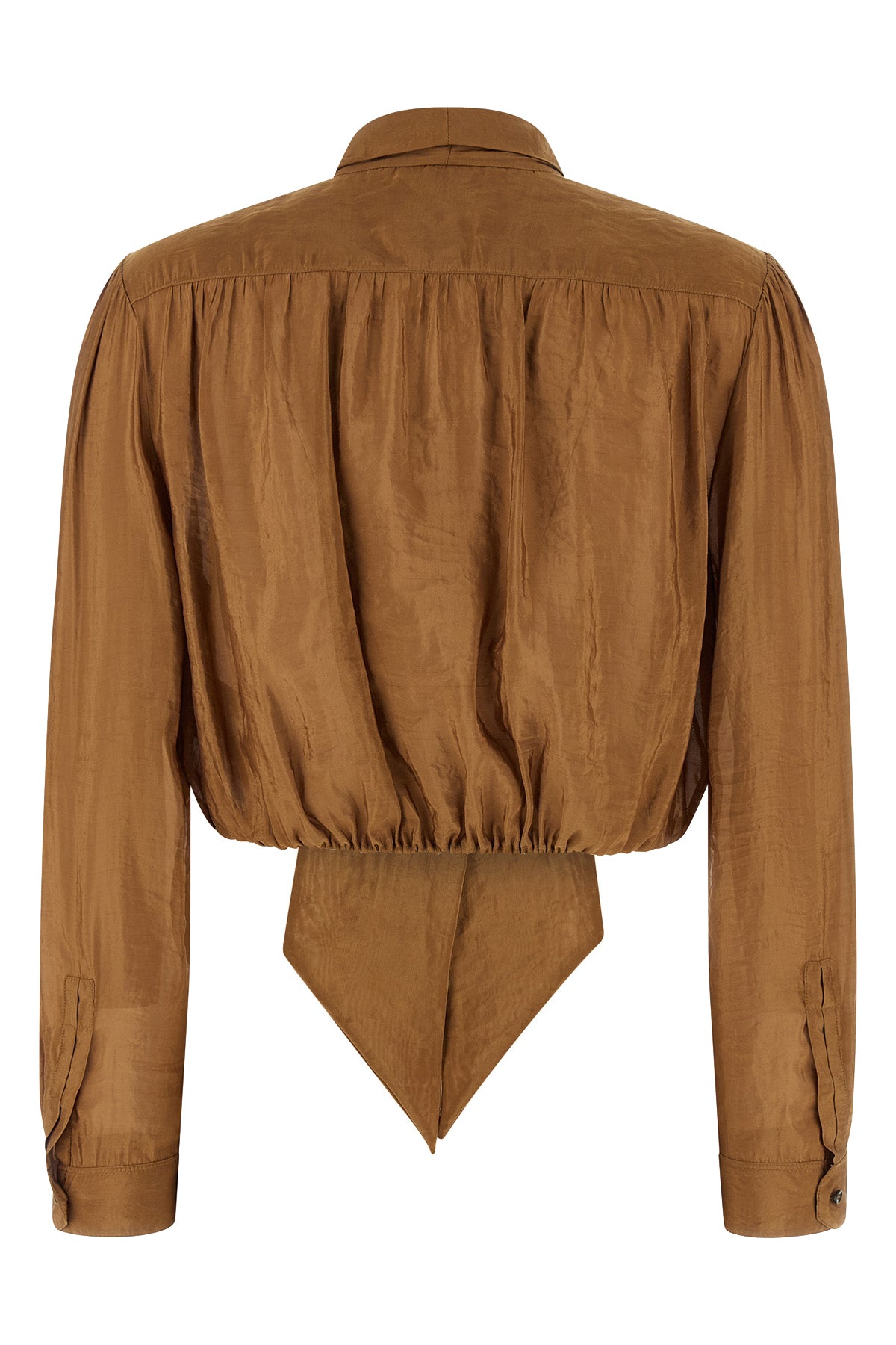 glossy taffeta cropped blouse