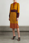 midi skirt in color-block nylon