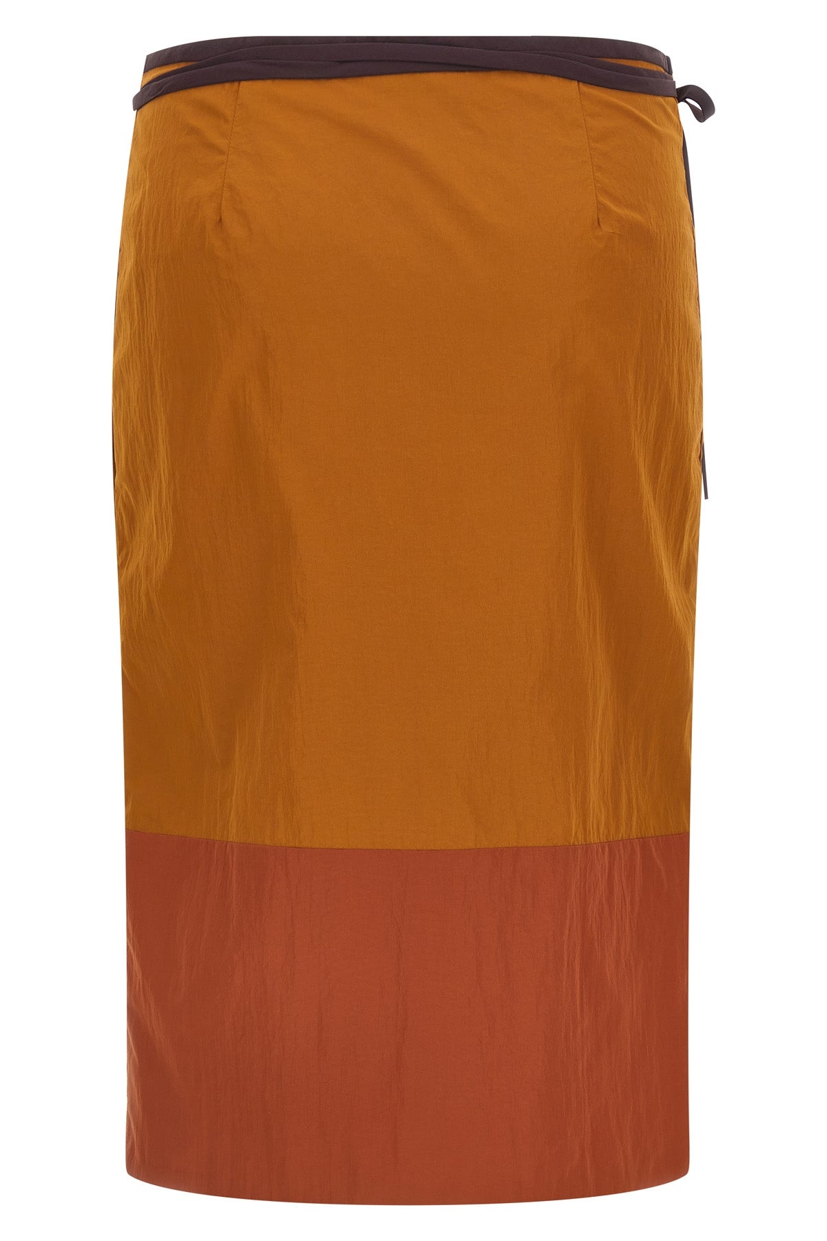 midi skirt in color-block nylon