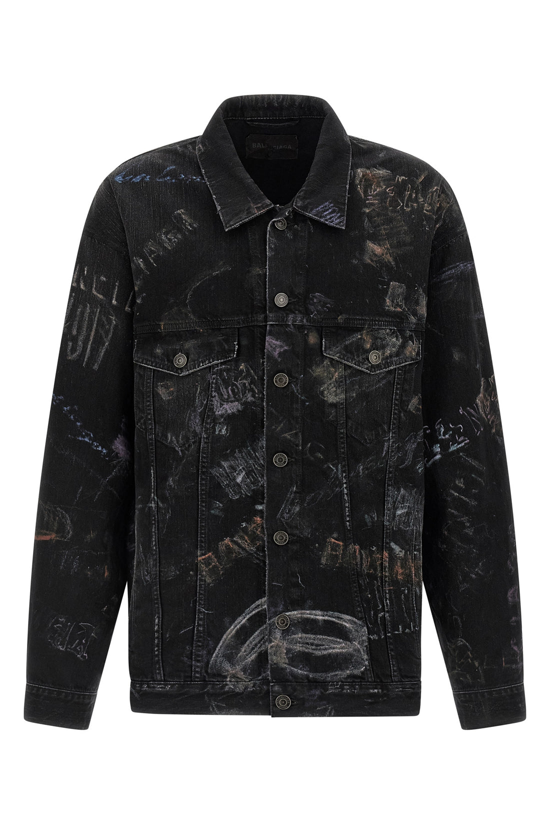 BALENCIAGA M all over washed crayon cotton denim jacket oversize