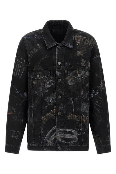 all over washed crayon cotton denim jacket oversize