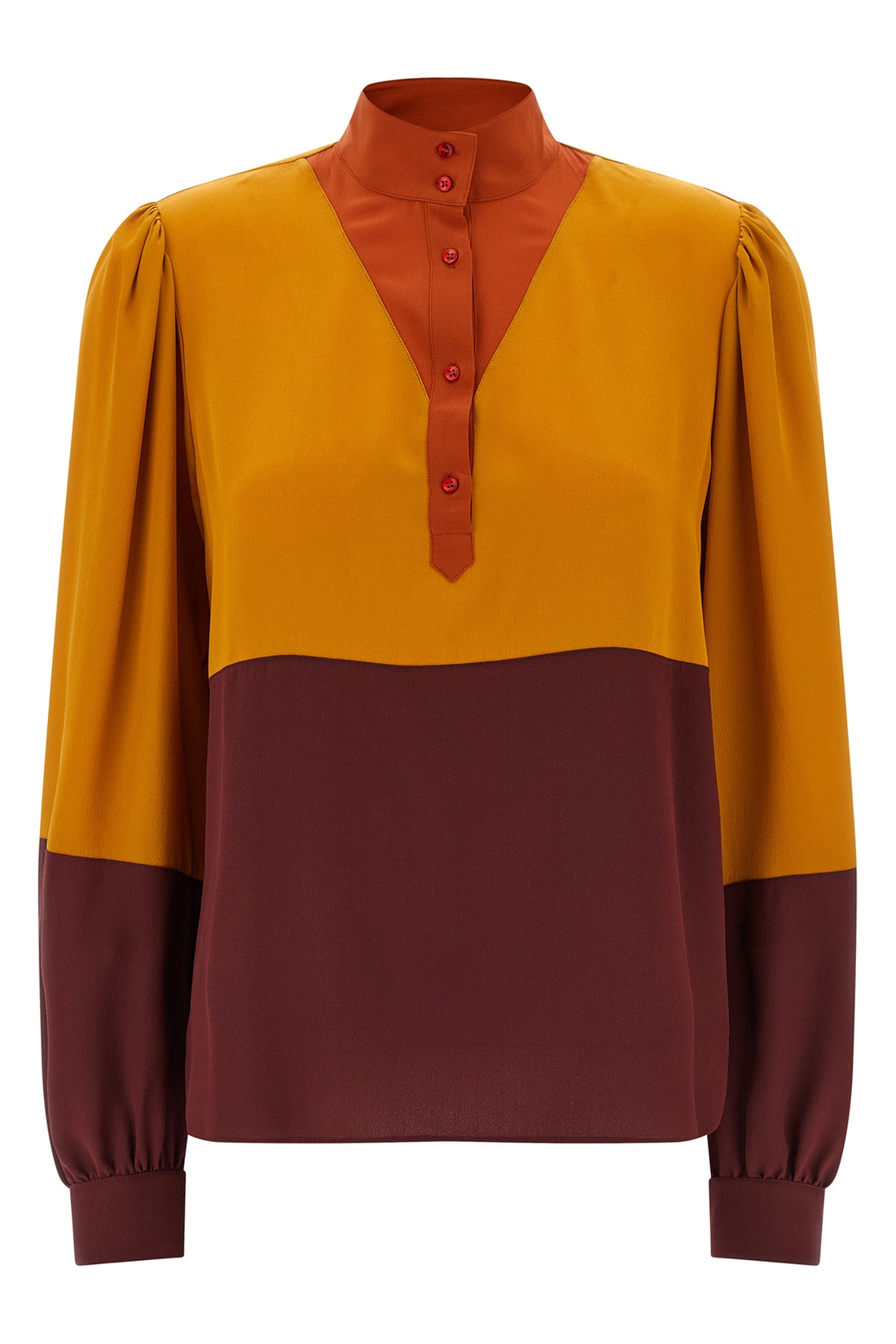 SAINT LAURENT 36 color-block silk blouse