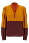 color-block silk blouse