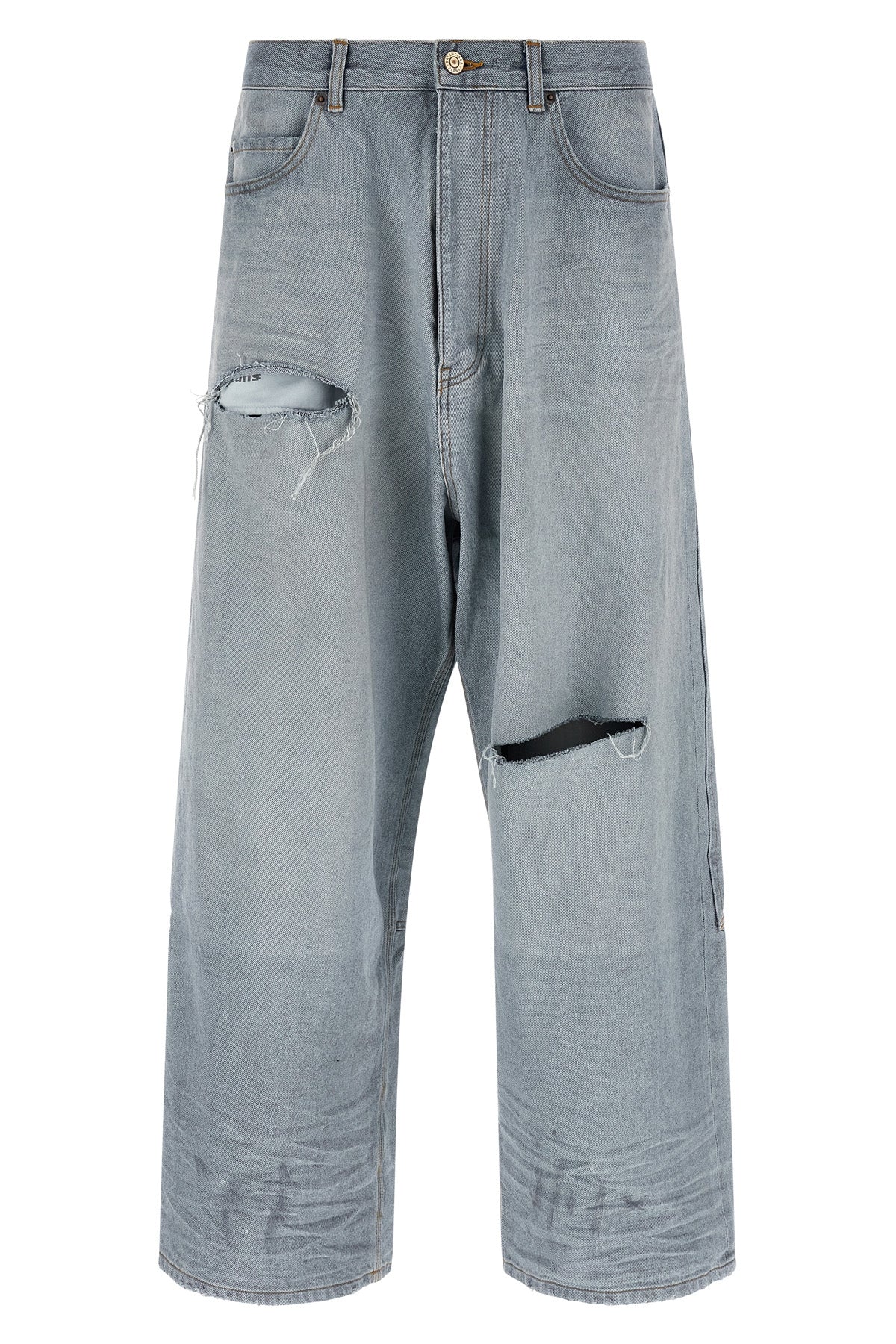 minimal baggy washed and worn outback cotton denim jeans