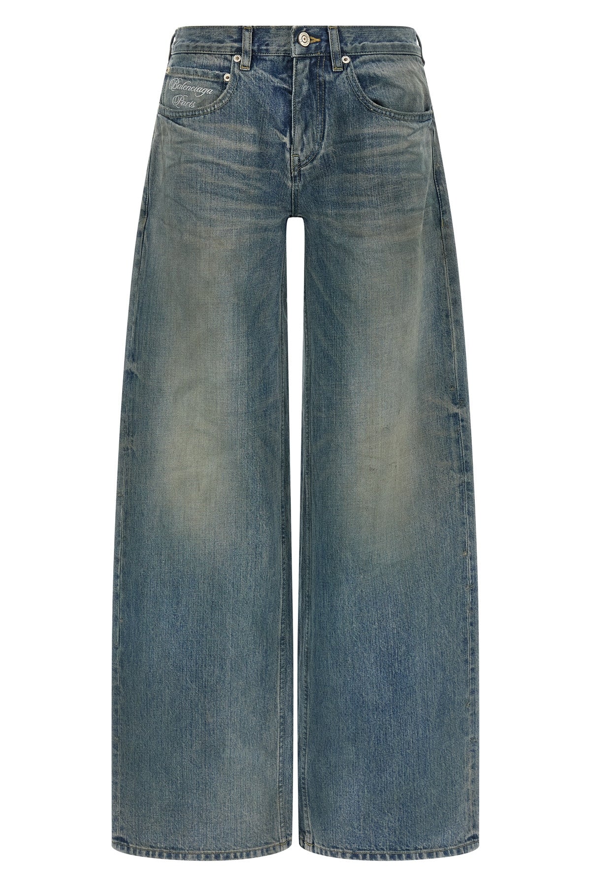 baggy washed and worn-effect outback cotton denim jeans