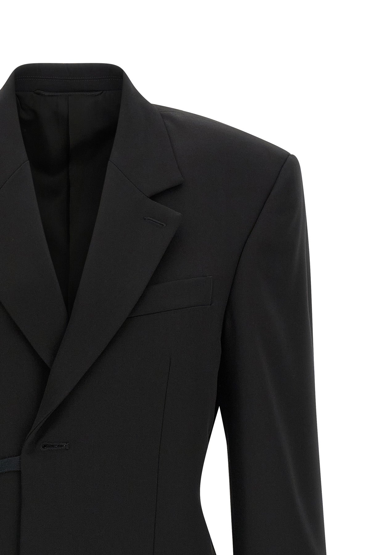 wrap tailored single-breasted wool blazer