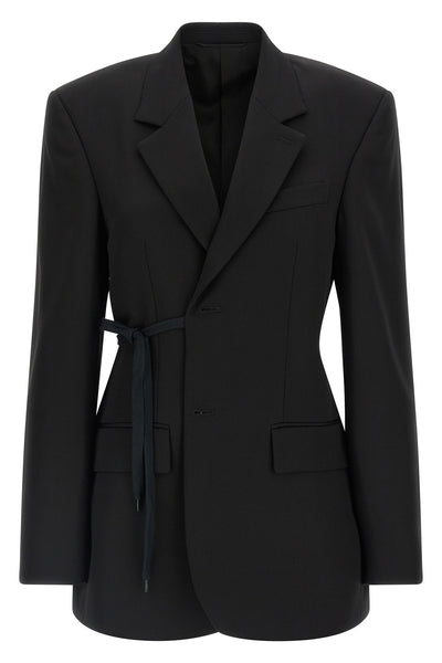 wrap tailored single-breasted wool blazer