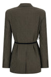 wrap tailored check print lyocell single-breasted blazer