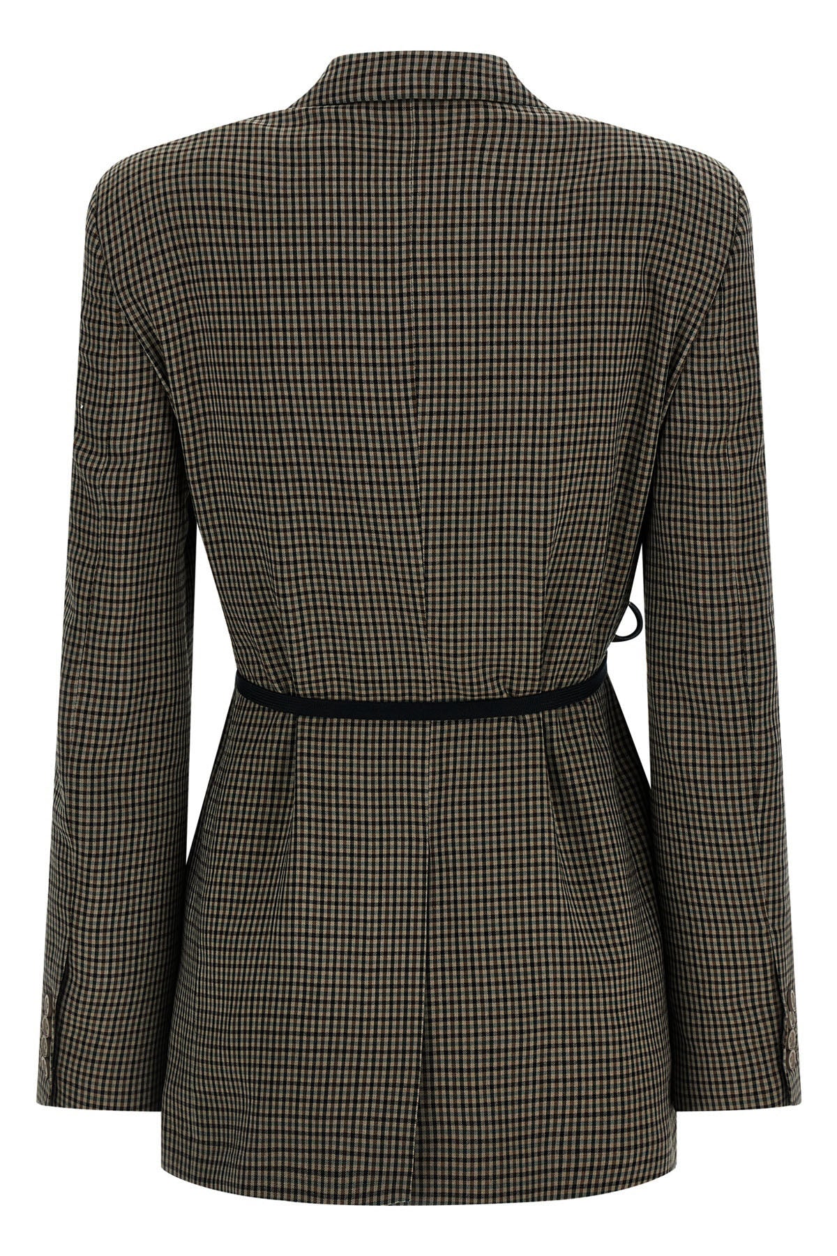 wrap tailored check print lyocell single-breasted blazer