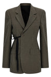 wrap tailored check print lyocell single-breasted blazer