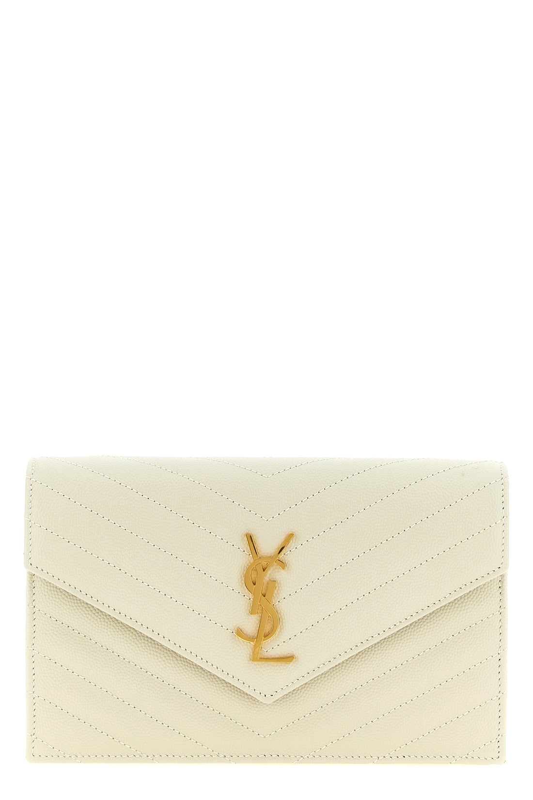 SAINT LAURENT OS envelope clutch bag in grain de poudre leather