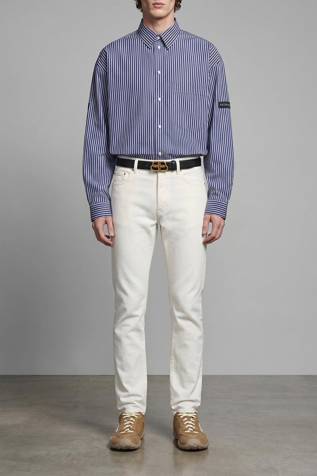 BALENCIAGA M striped cotton poplin shirt