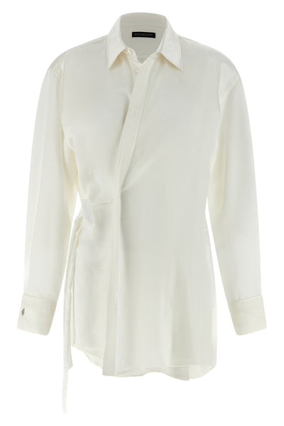 wrap shirt in advanced bio-technical silk satin