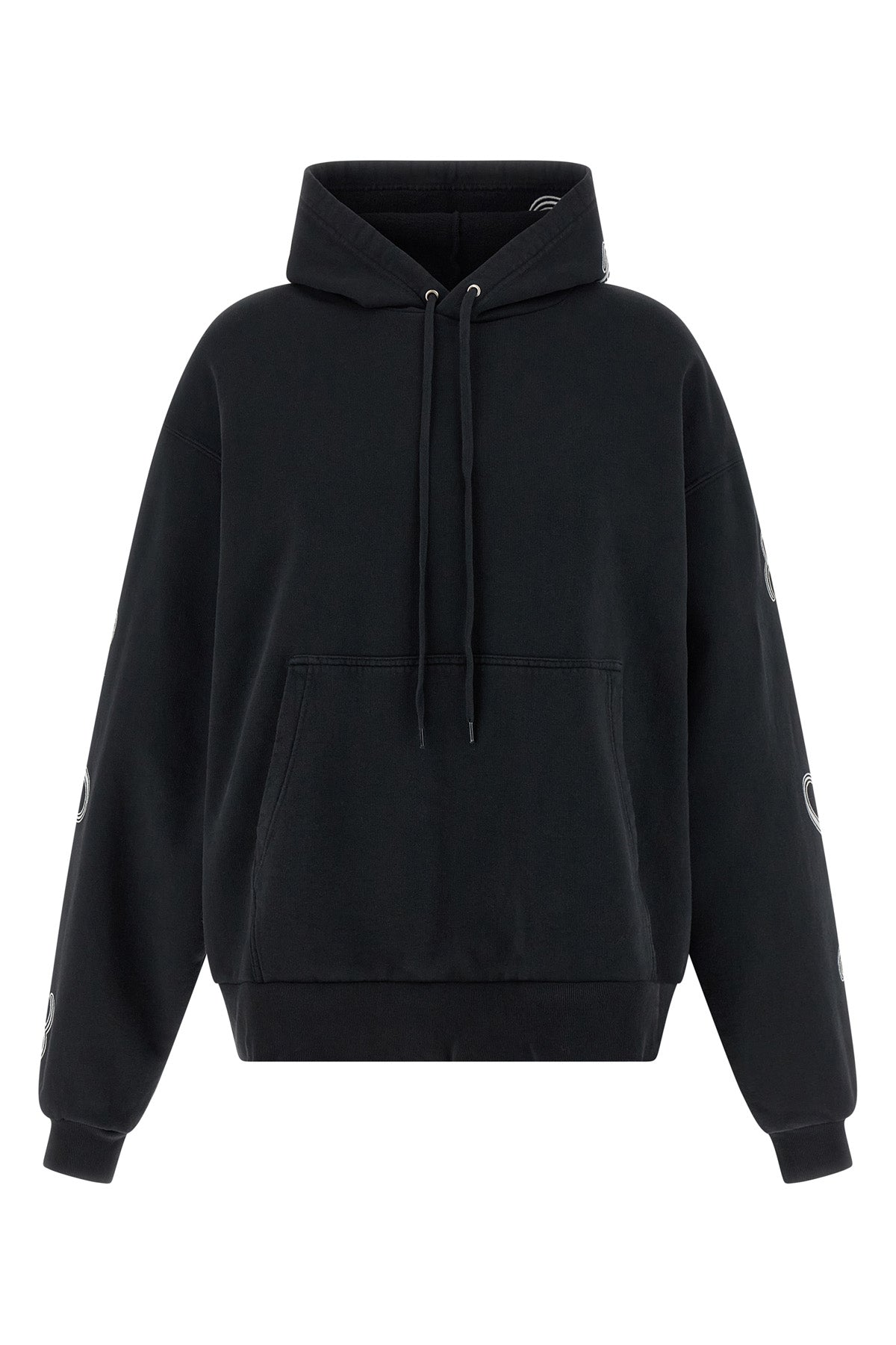 dry washed-effect fleece hoodie