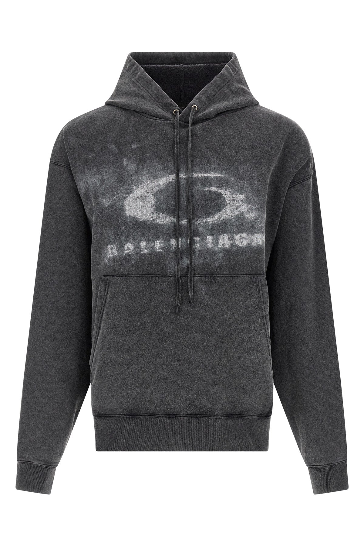 dry washed-effect fleece hoodie