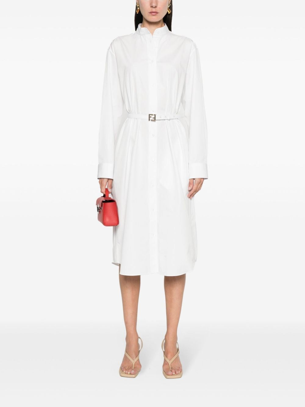 shirt dress with mandarin collar