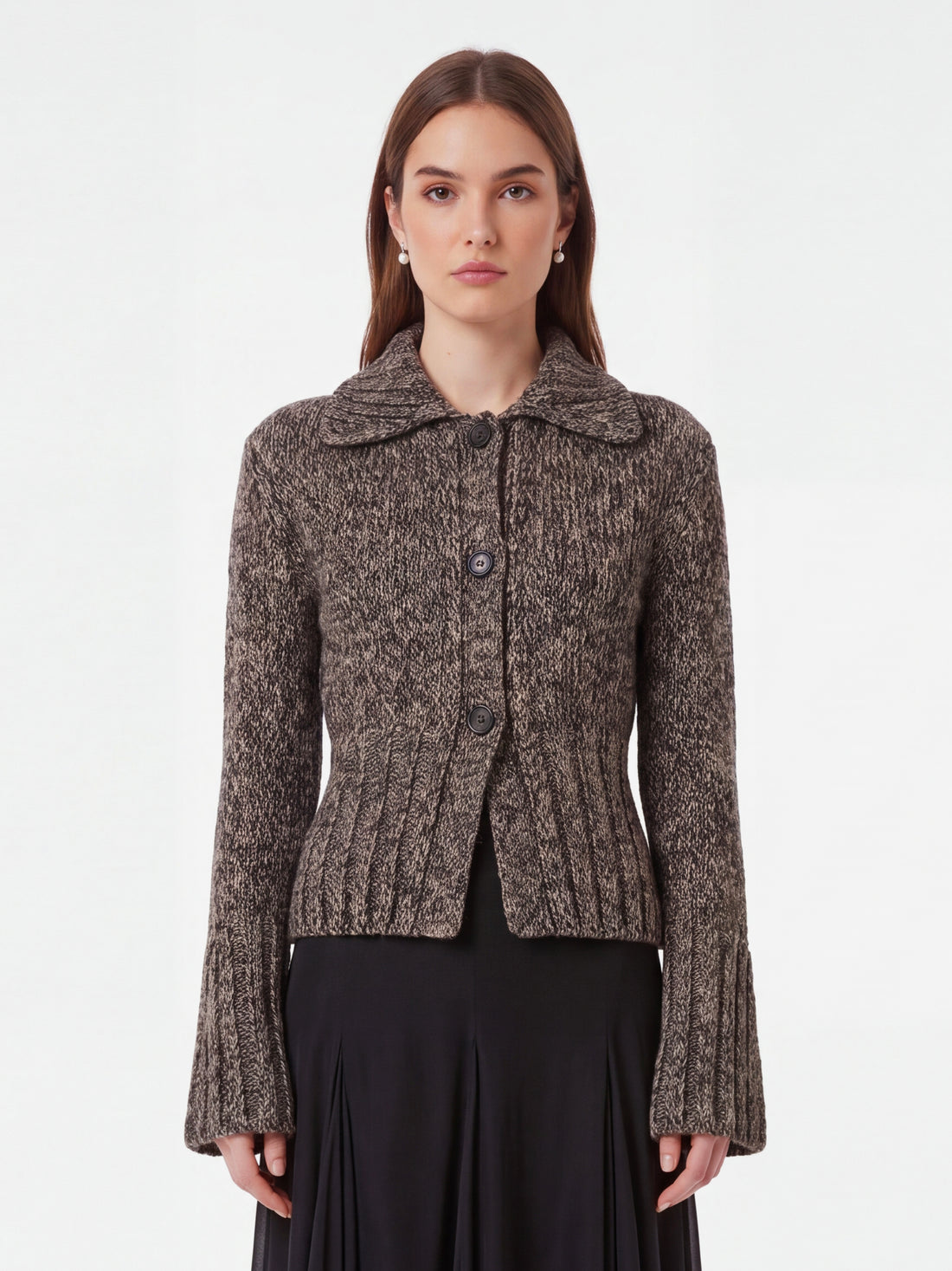 KHAITE M takeo cardigan in multi sepia and black