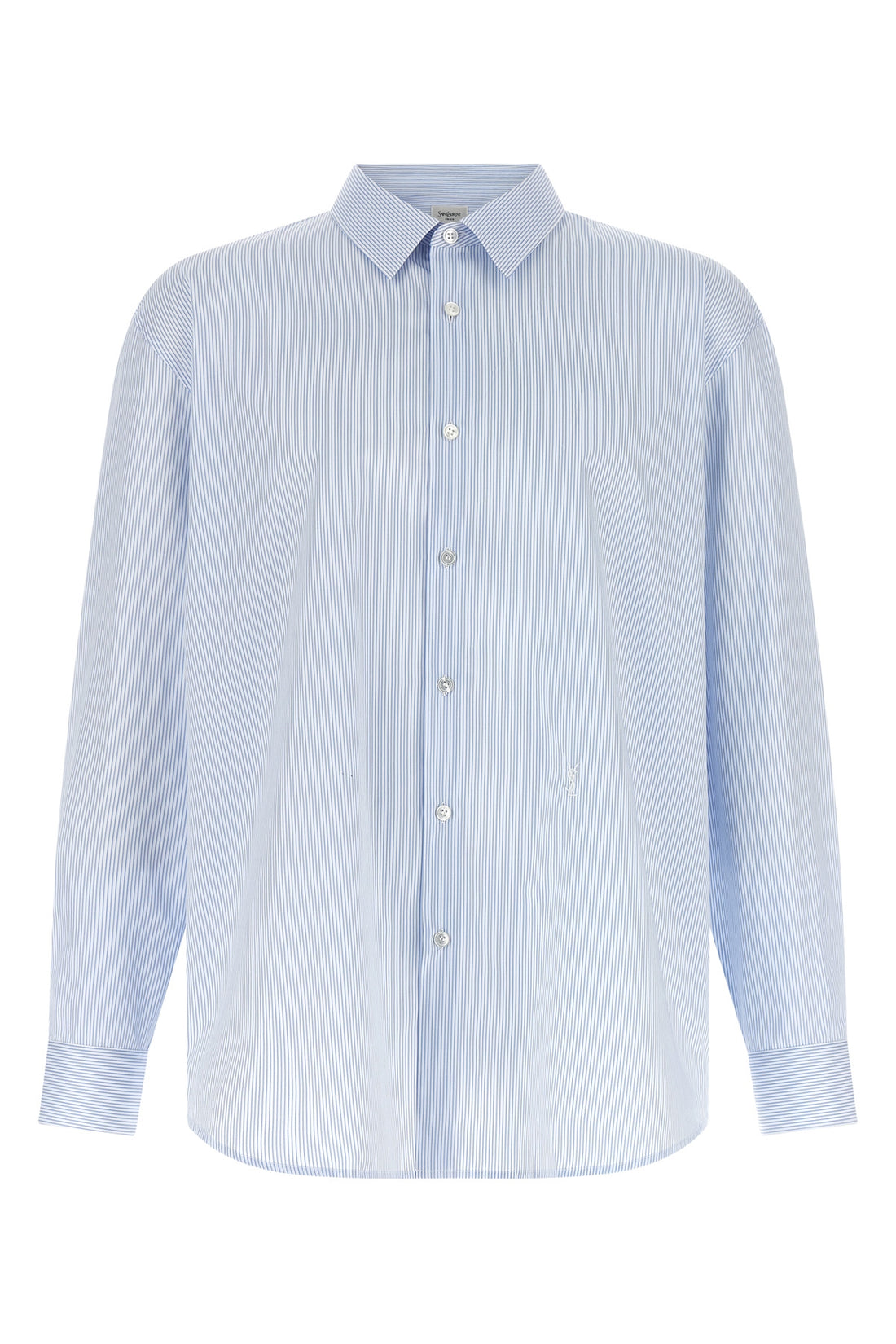 SAINT LAURENT 41 cm striped cotton poplin shirt