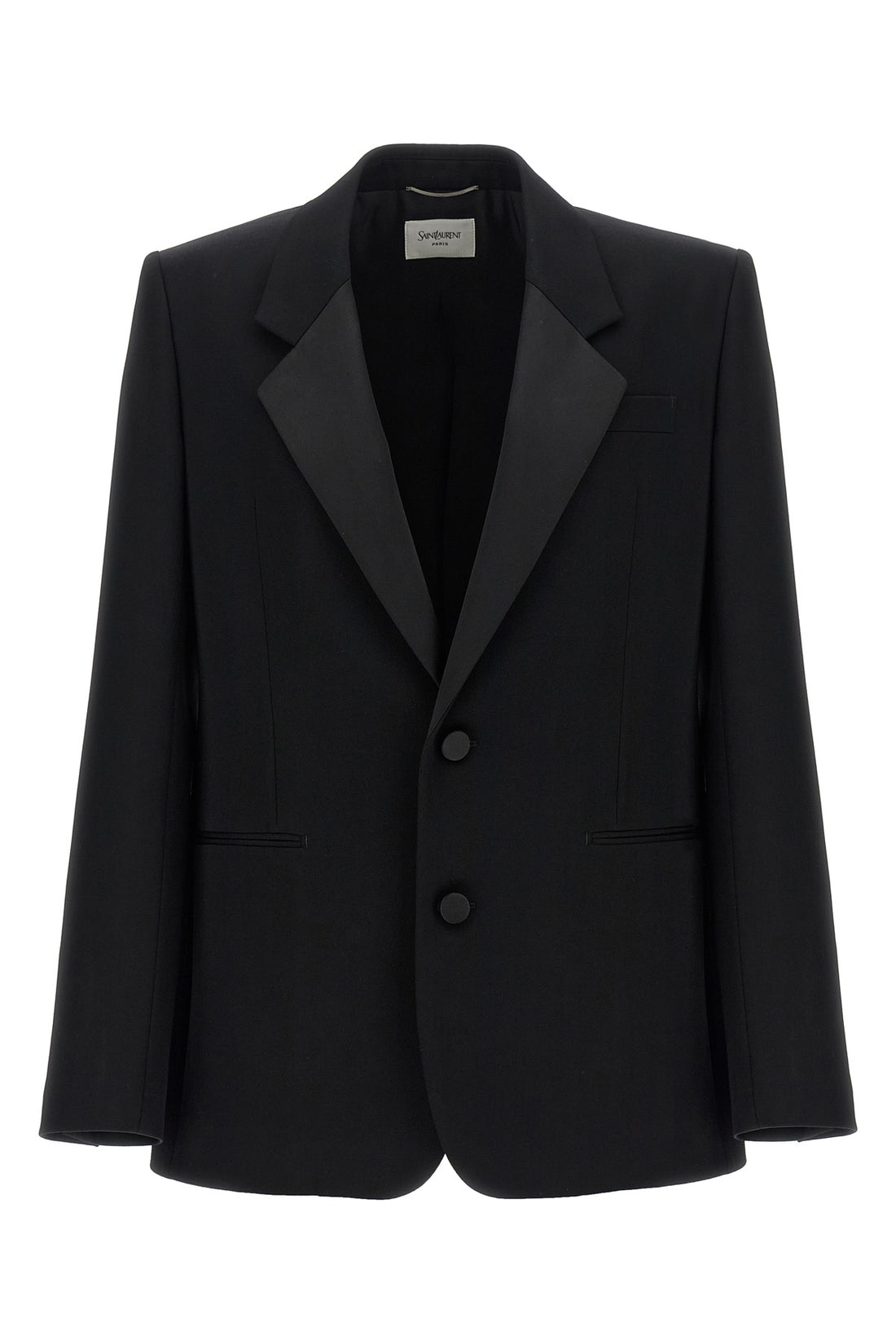 SAINT LAURENT 50 smoking single-breasted blazer in grain de poudre wool