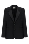 smoking single-breasted blazer in grain de poudre wool