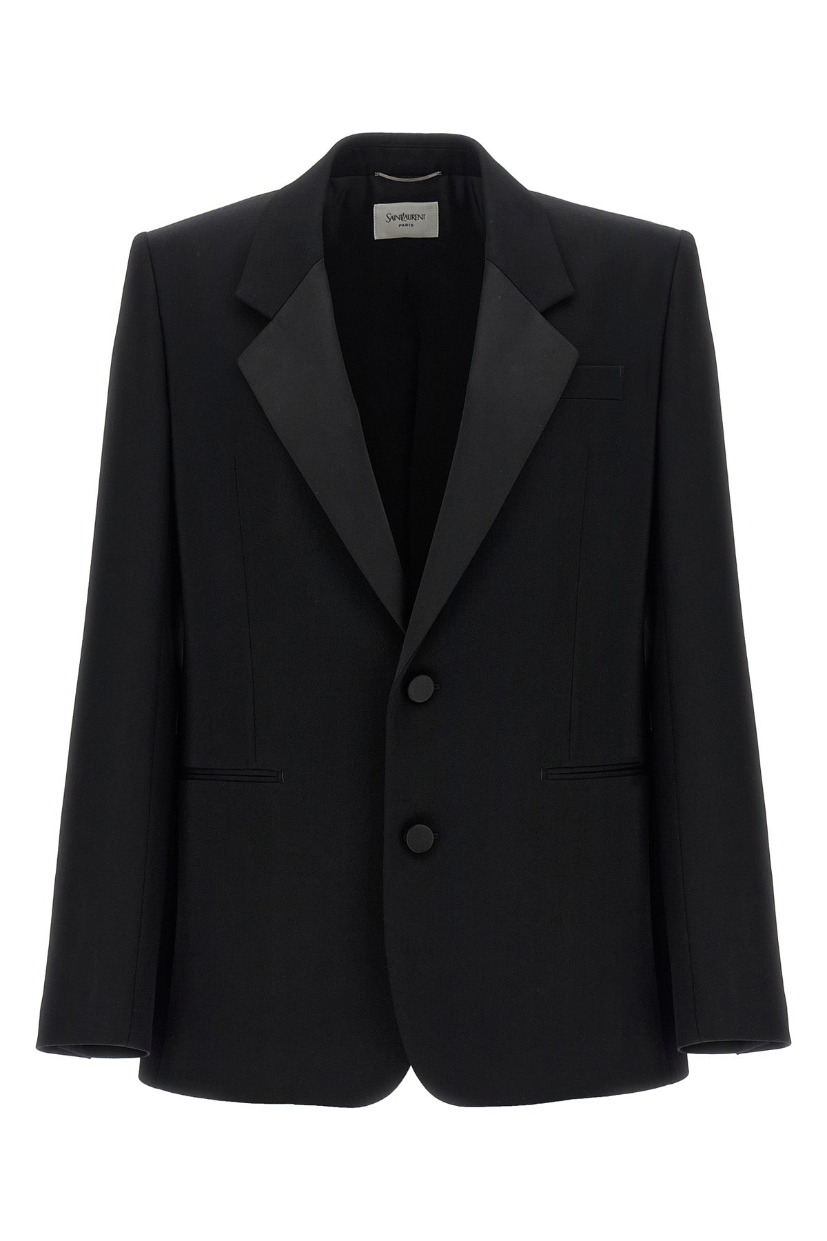 smoking single-breasted blazer in grain de poudre wool
