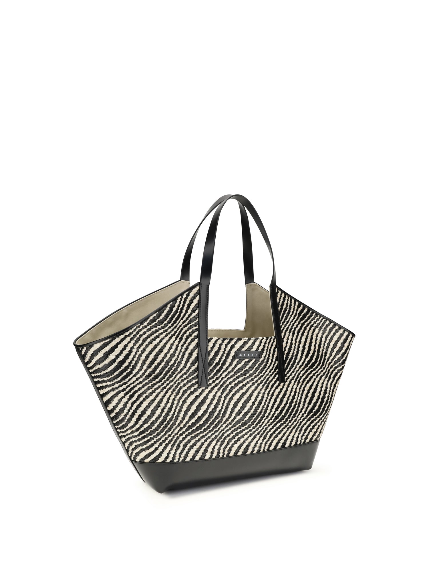 MARNI OS raffia effect fabric tote bag