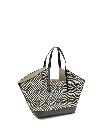 MARNI OS raffia effect fabric tote bag
