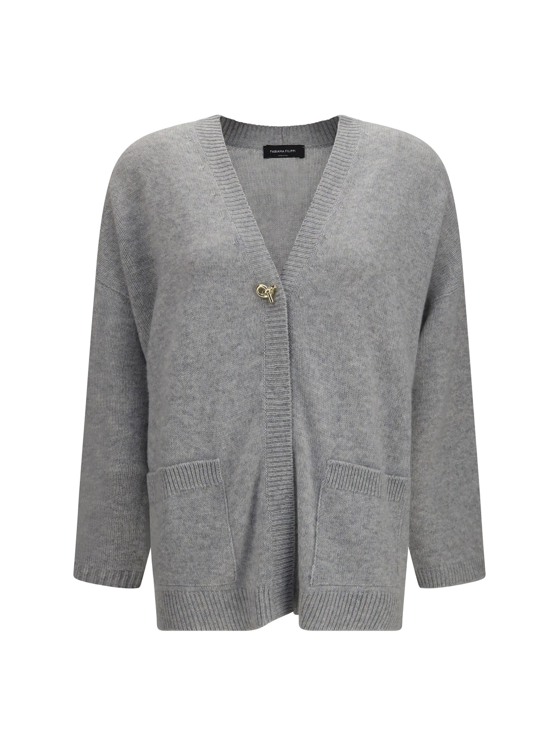 FABIANA FILIPPI 42 cashmere cardigan with v-neck and knot button