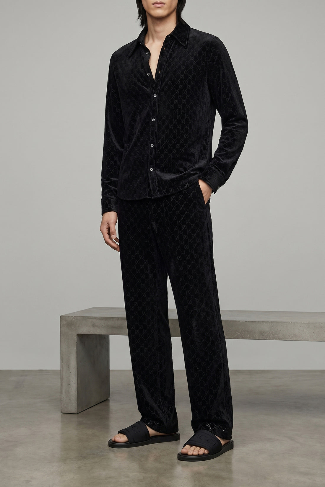 GUCCI 50 light and fluid velvet shirt