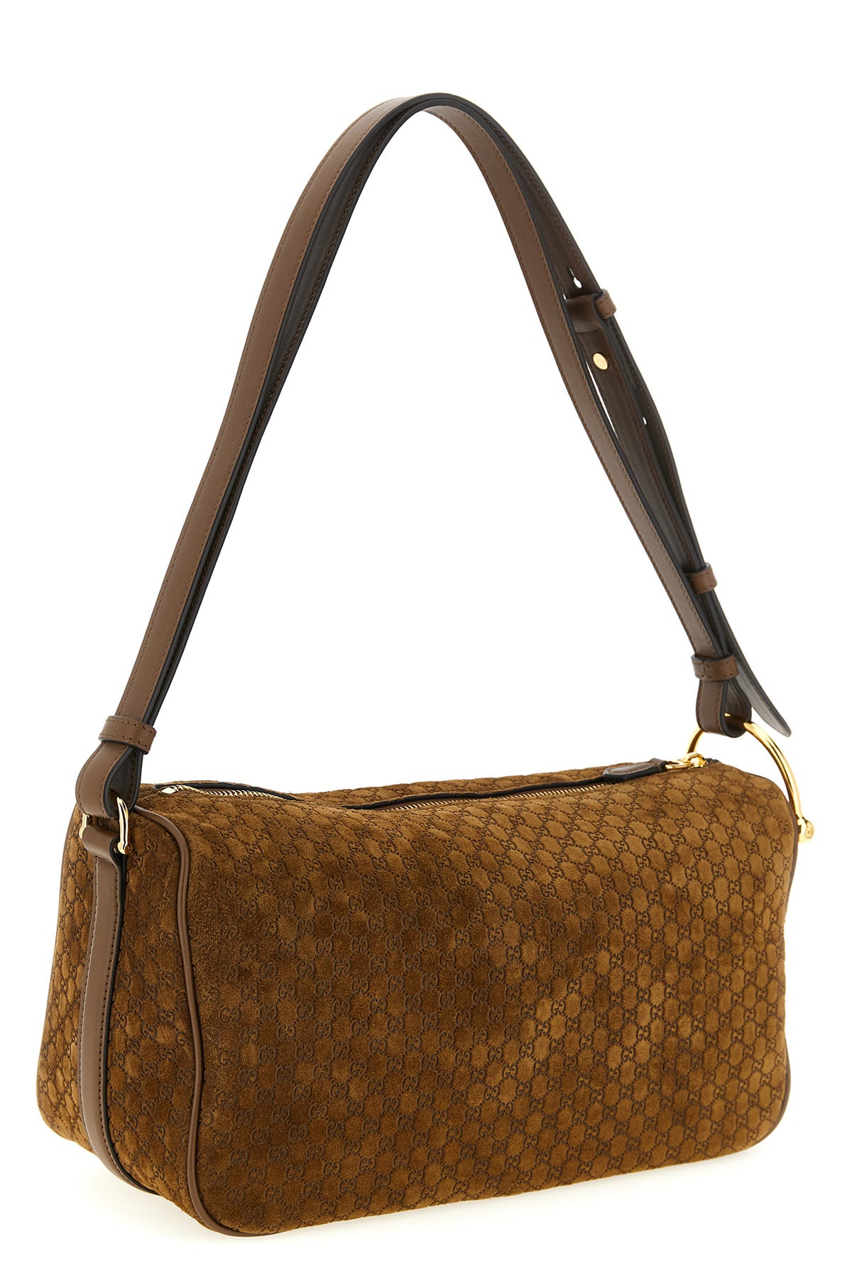 gucci half horsebit medium suede shoulder bag