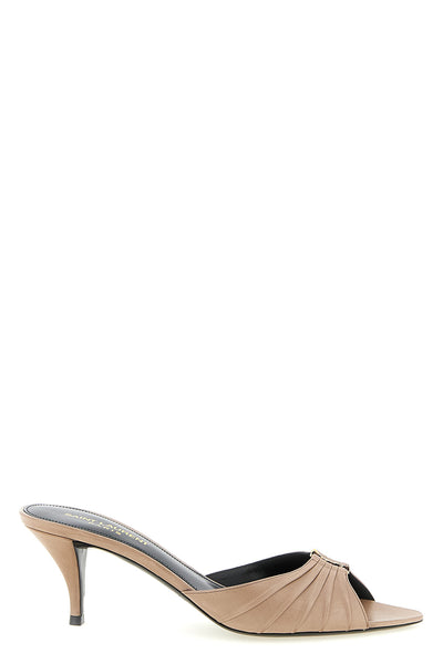 babylone crinkled leather mules