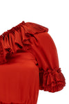 one-shoulder mini dress in shiny silk satin