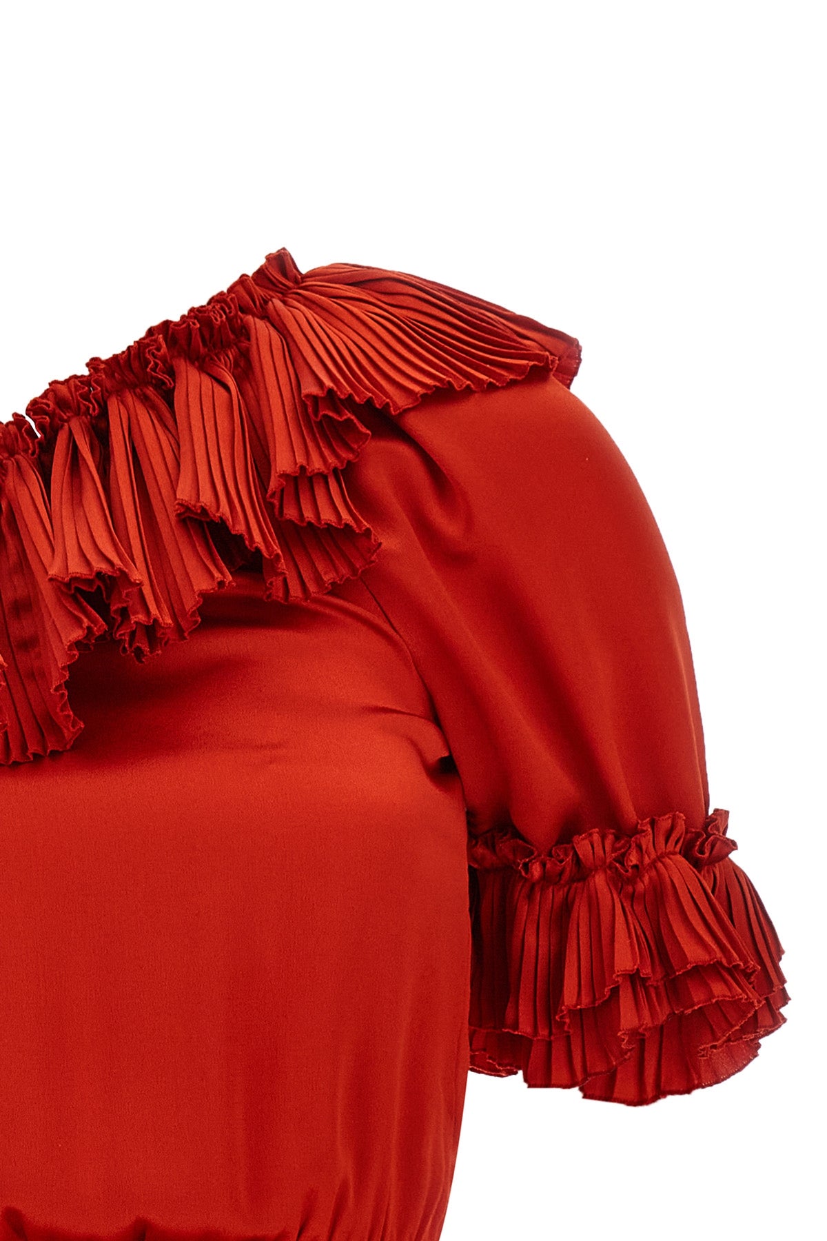 one-shoulder mini dress in shiny silk satin