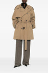 double-breasted short mélange light cotton trench coat
