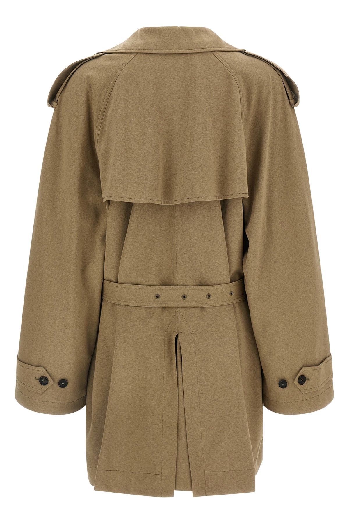 double-breasted short mélange light cotton trench coat