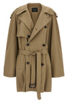 double-breasted short mélange light cotton trench coat