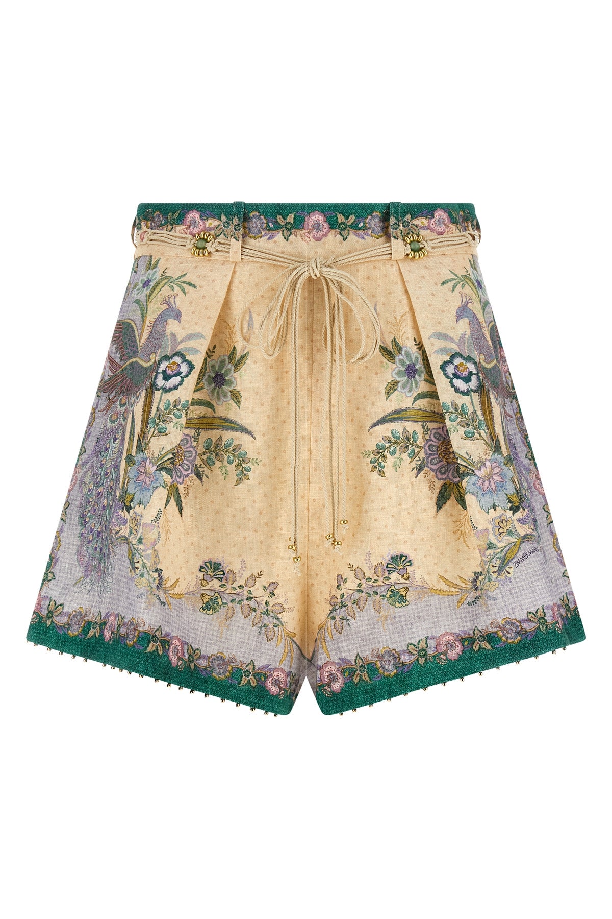 indra scarf print linen shorts