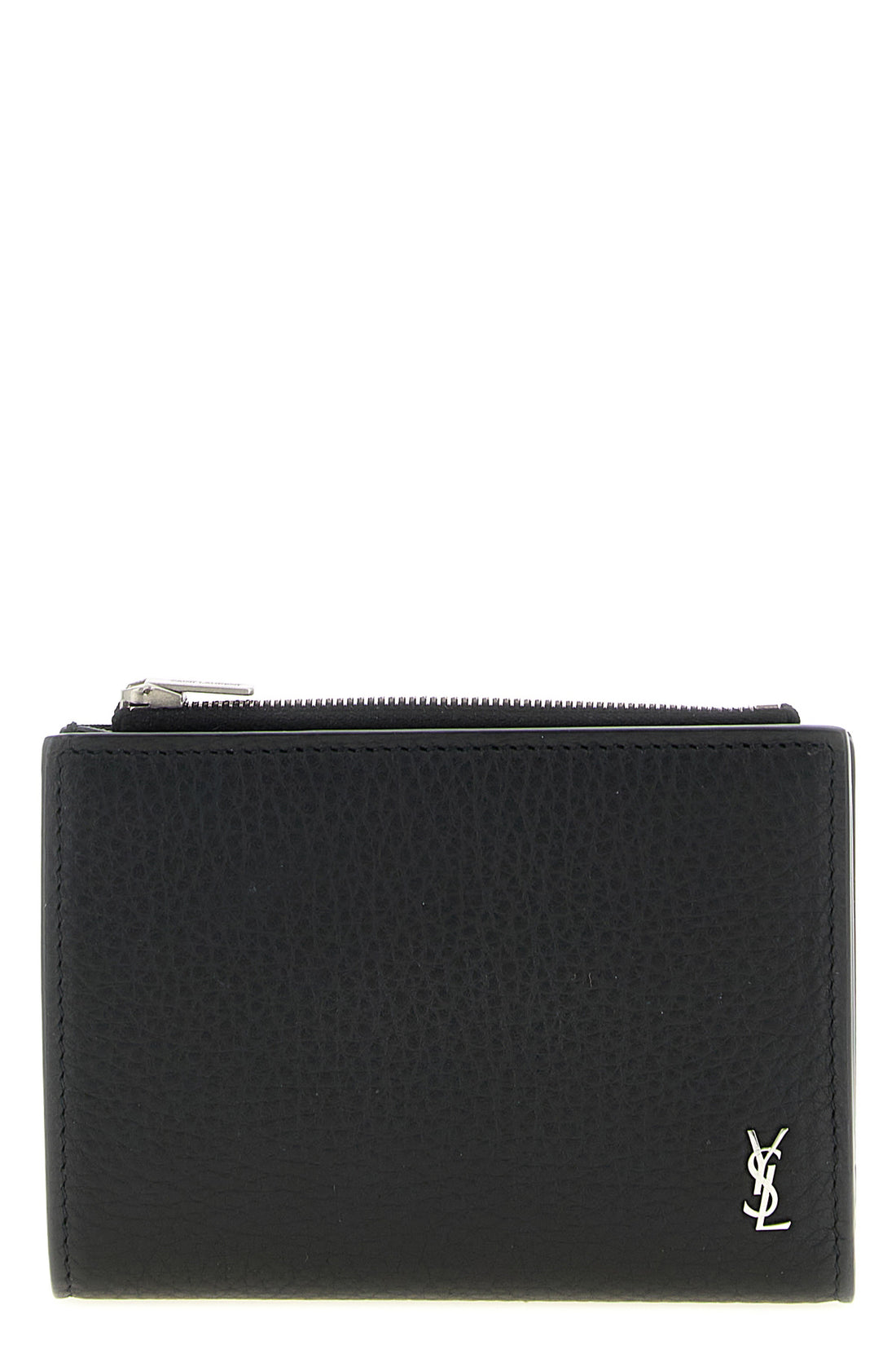 SAINT LAURENT OS bi-fold hammered leather wallet