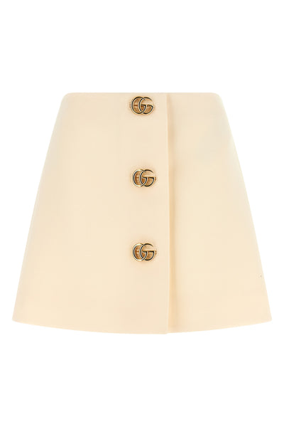 the gucci mini skirt in wool crêpe embodies a pure and structured sartorial aest