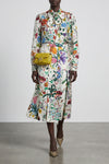 midi skirt in all-over gucci flora print silk twill